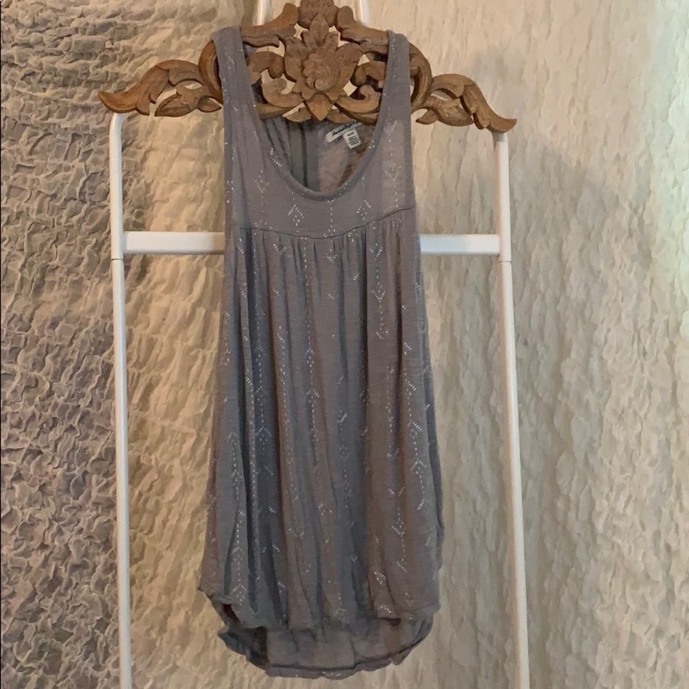 AEO Grey Zipper Back Tank - Metallic Arrow Accents